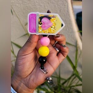 Colorful Beaded name tag with Heart Design